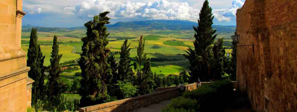 view from pienza tuscany on our italian cooking vacations